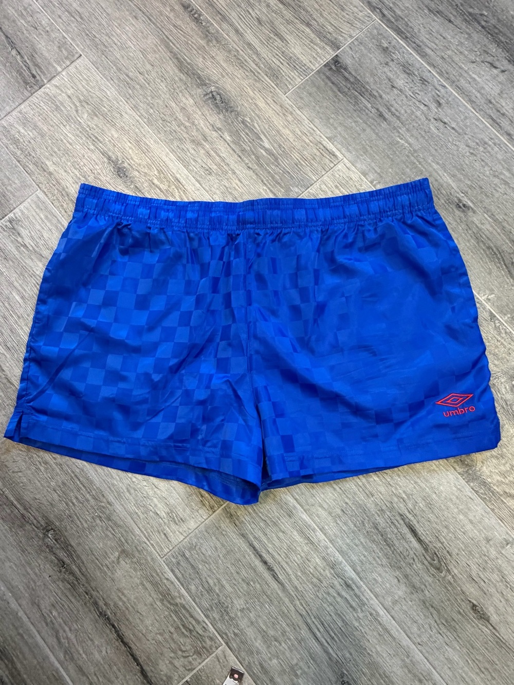 Umbro Women's Classic Blue Checkerboard Soccer Shorts Athletic 3" Inseam XL